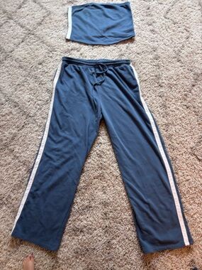 Two-Piece Lounge Set with White Side Stripes